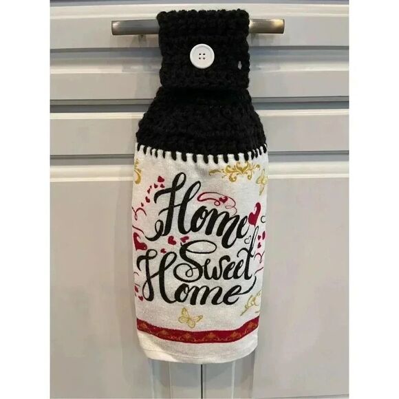 Crochet Top Kitchen Towel- Home Sweet Home - Picture 1 of 1